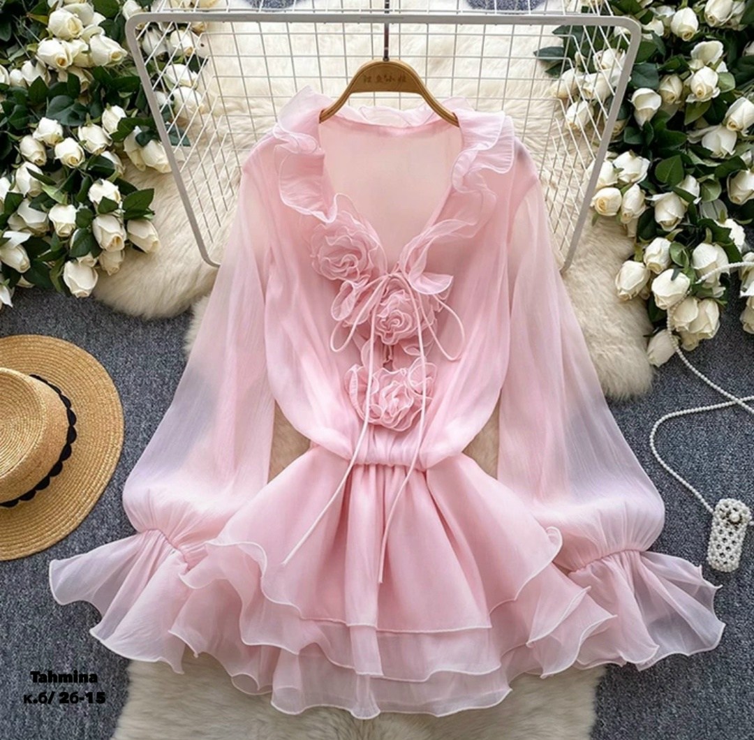 шифоновое платье с оборками,платье с рюшами,шифоновое платье,летнее платье,женское шифоновое платье