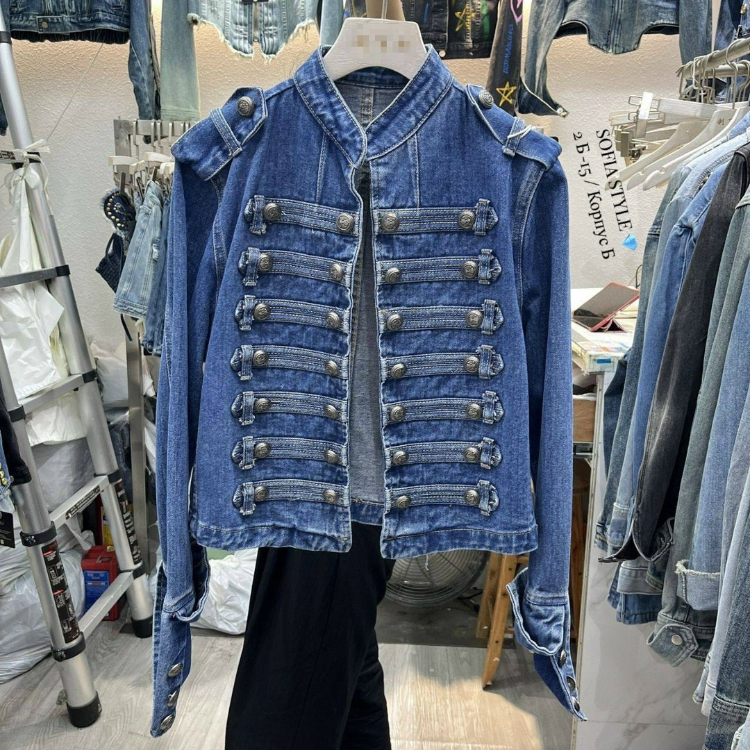 богемный вдохновленный военный стиль джинсовая куртка черная пуговица супер,богемный вдохновленный военный стиль джинсовая куртка черная пуговица,джинсовая куртка в стиле милитари,женская джинсовая ку