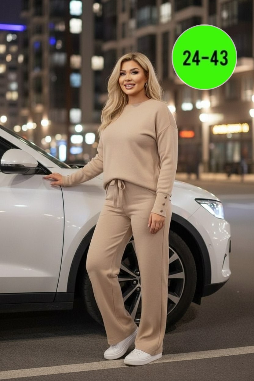 трикотажный костюм,костюм женский: свитер и штаны (one size 42-48) арт. 1385035,костюм с брюками,женские костюмы,костюм женский вязаный