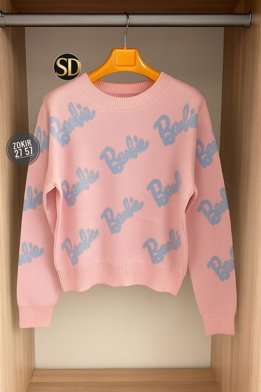 свитер оверсайз вязаный barbie,свитер оверсайз с надписью barbie,свитер женский,свитер,свитер оверсайз барби kasish