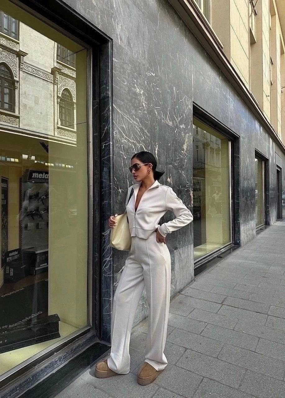 брючный костюм женский,брючный костюм,белый костюм брючный,костюм на молнии,прямые брюки