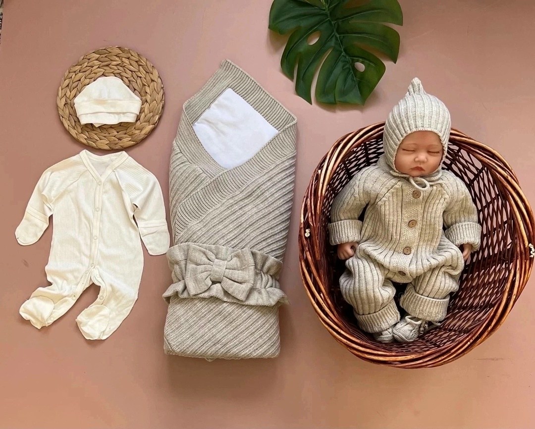 вязаный комплект на выписку,комплект на выписку тося&бося новорожденные,комплект на выписку и прогулки " hugge" 5 предметов цвет: молочный,комплект на выписку для новорожденного,комплект на выписку