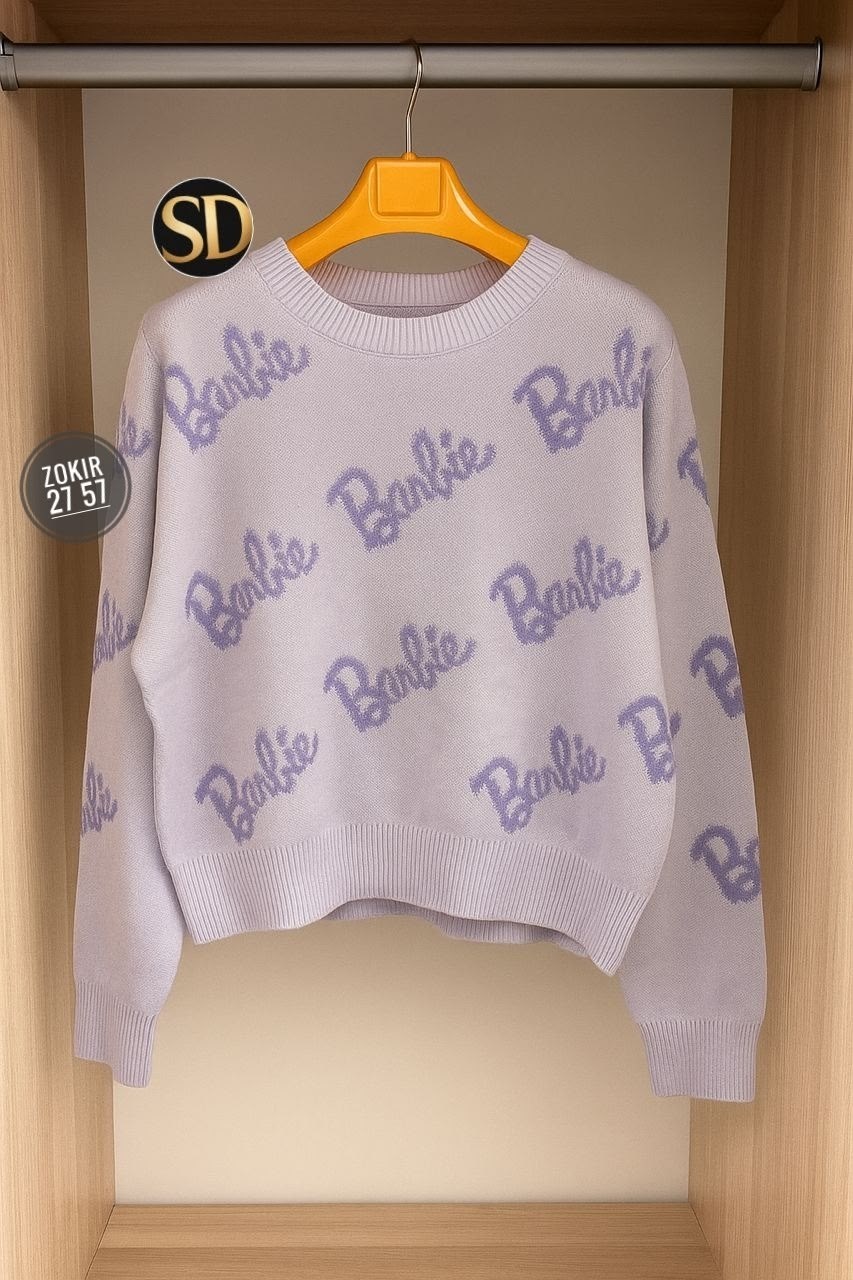 свитер оверсайз вязаный barbie,свитер оверсайз с надписью barbie,свитер женский,свитер,свитер оверсайз барби kasish