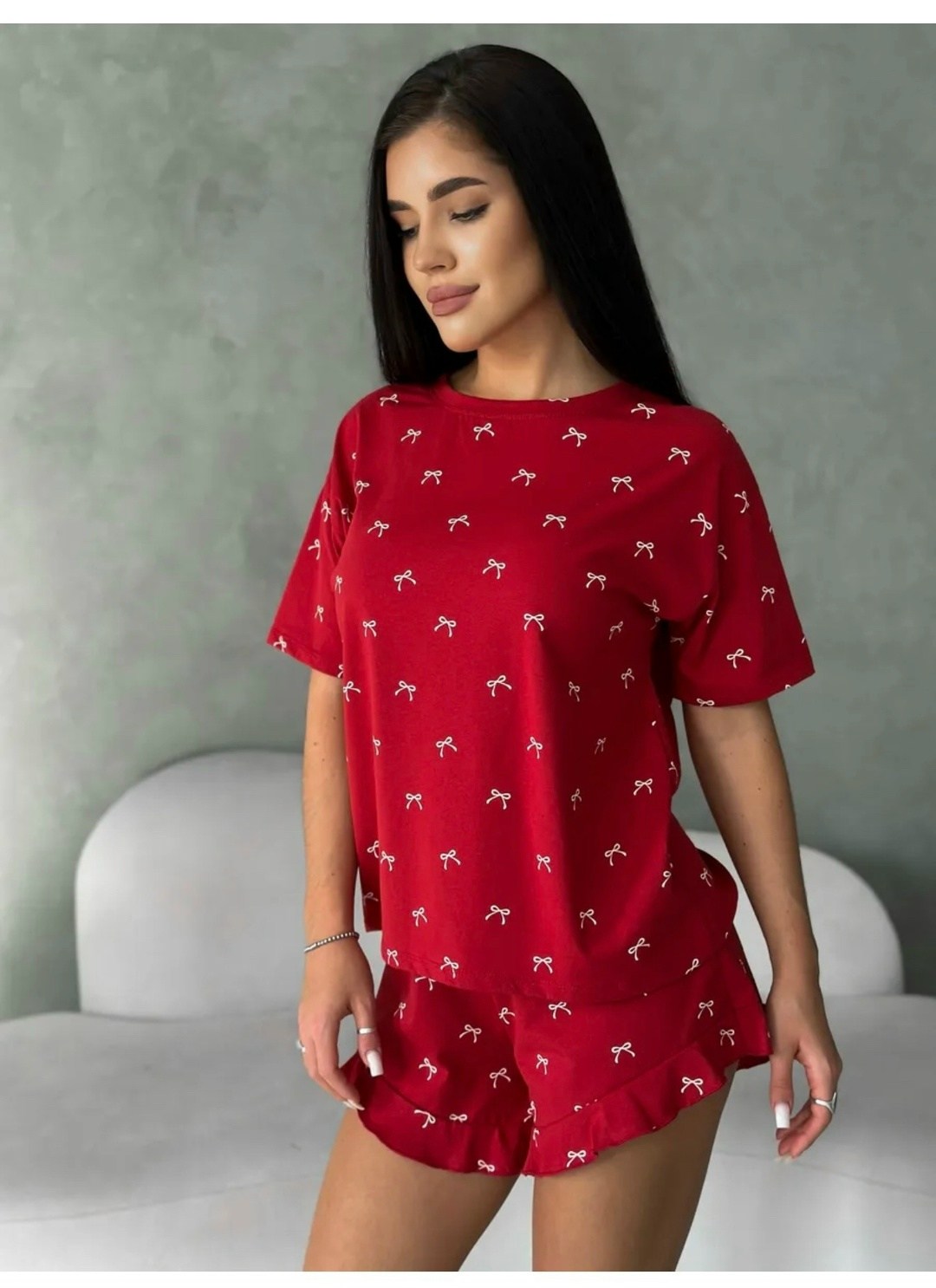пижама женская,женская пижама с шортами,пижама с шортами новогодняя оверсайз больших размеров ilookhome,пижама женская с шортами и футболкой 100% хлопок,пижама