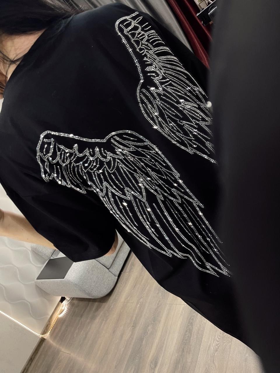 женская футболка,футболка оверсайз со стразами fashion lux,футболка женская оверсайз со стразами,футболки базовая,футболка оверсайз со стразам