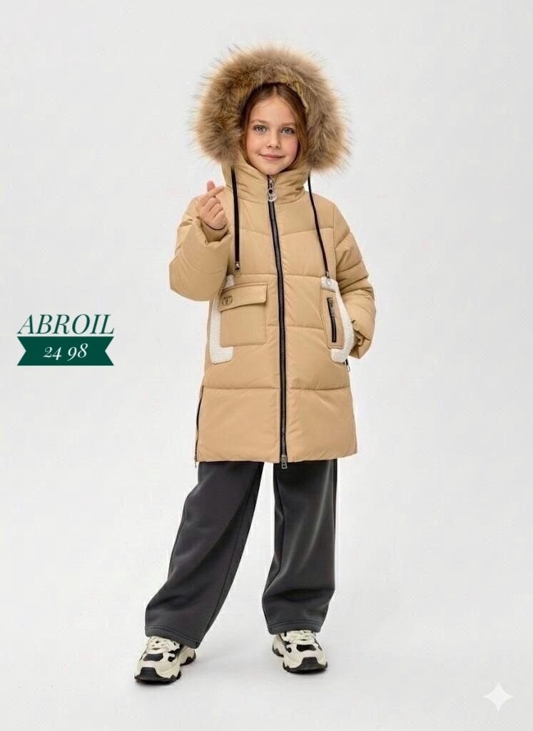 куртка зимняя для девочек,пальто для девочек,пальто зимнее для девочек,куртка зимняя для девочек с мехом romario kids цвет бежевый,пальто утепленное lc.janiee
