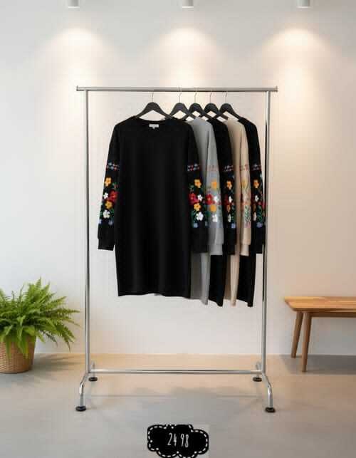 платье с вышитыми рукавами,женское платье с вышивкой,женское платье с длинным рукавом и цветочной вышивкой,платье-свитер с длинным рукавом и цветочной вышивкой,платье свитшот