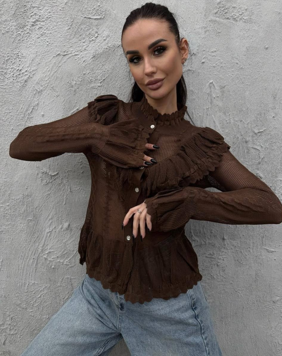 блузка с рюшами,прозрачная блузка,блузка женская,блуза,черная рубашка с рюшами блузки