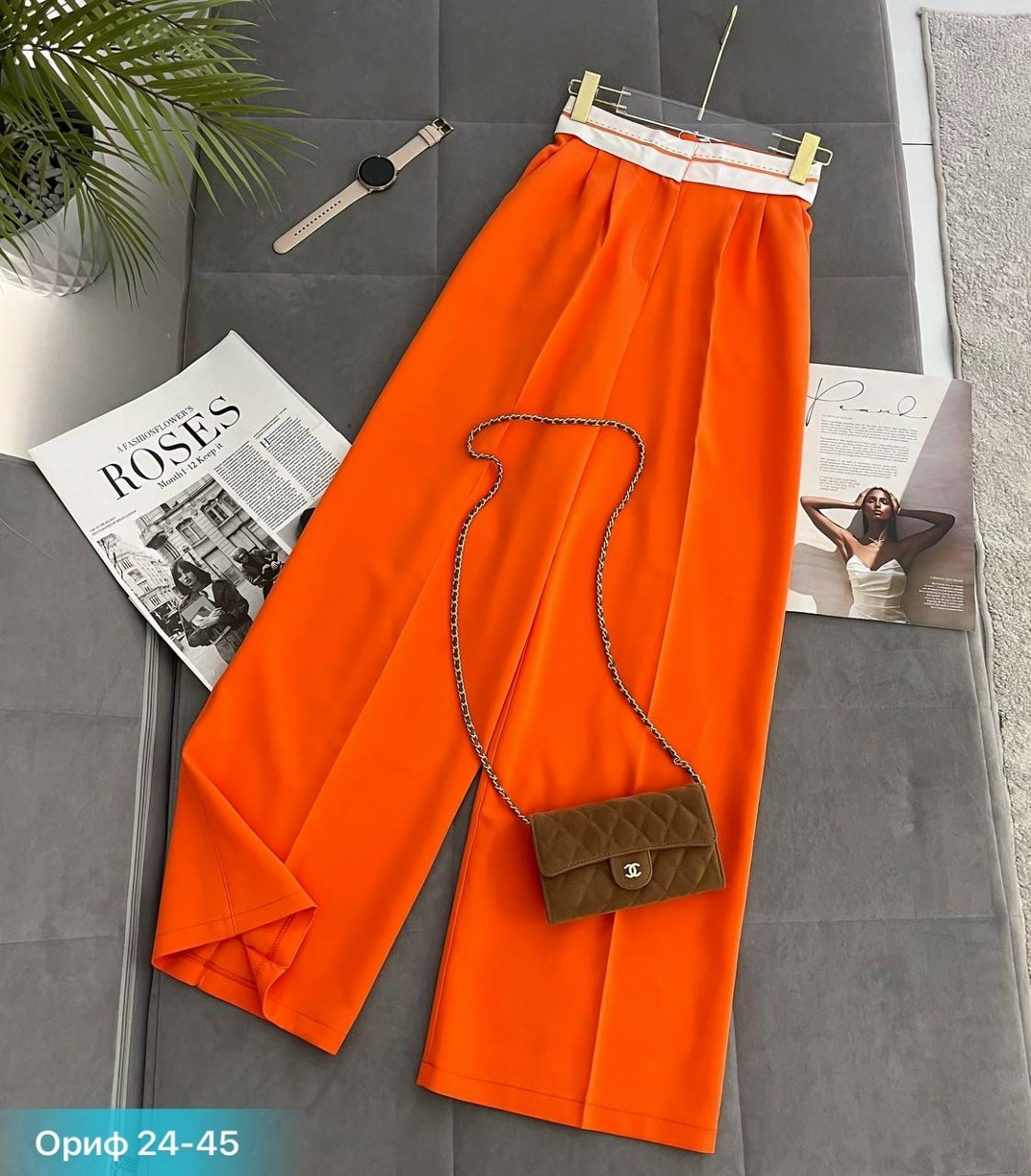 женские брюки,оранжевые брюки,брюки жен,брюки с широкими штанинами,широкие брюки