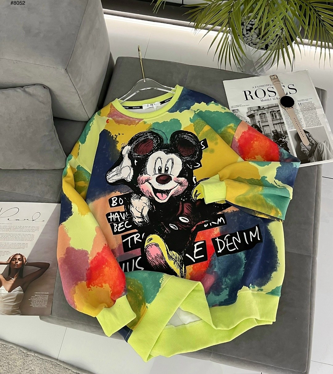 свитшот женский,свитшот оверсайз с принтом микки маус,женская кофта,свитшот варенка миккимаус amour closet,кофта