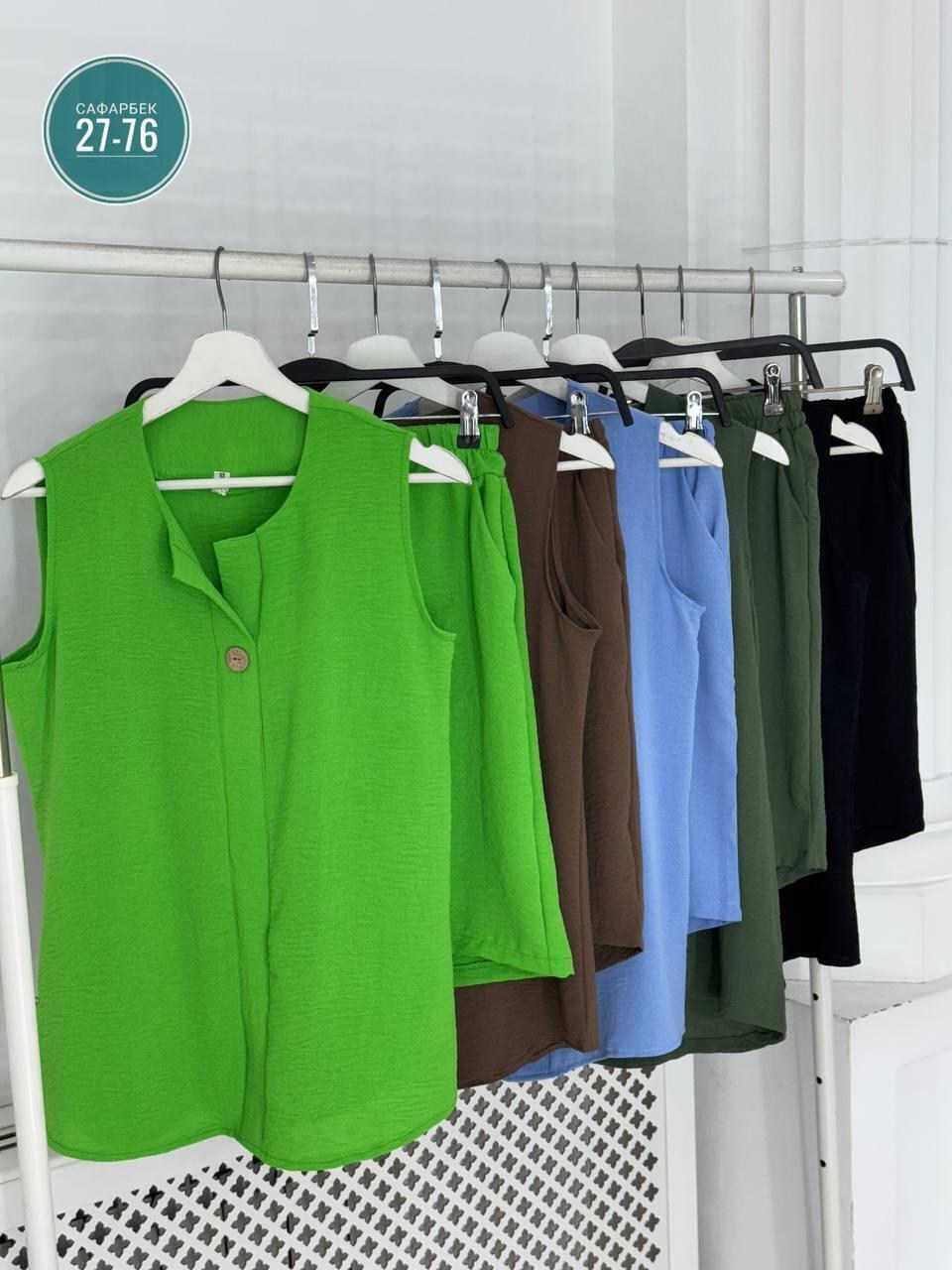 женский костюм с шортами,летние костюмы женские,костюм из льна лайм,костюм с шортам,женские костюмы