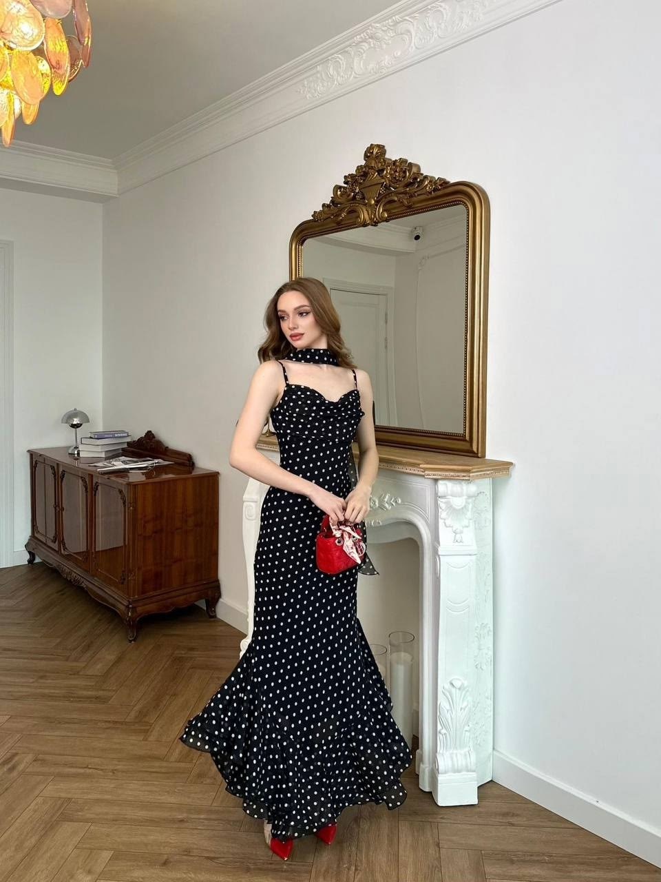 женское платье в горошек,женская юбка с принтом в горошек,шифоновое платье в горошек,летнее платье в горошек,шифоновое платье