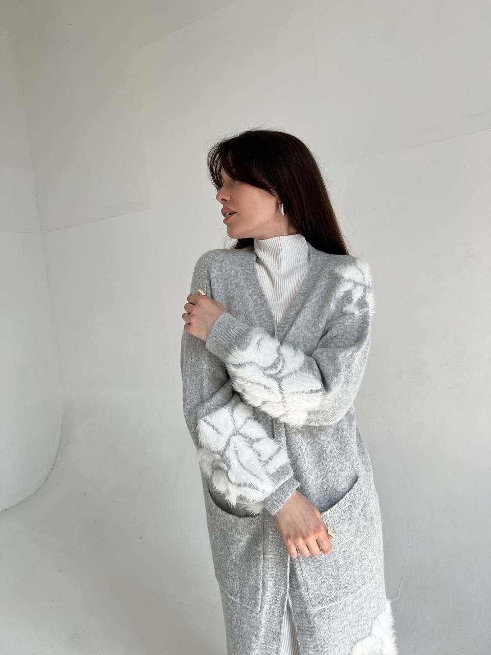 кардиган серый,кардиган женский,кардиган,кардиган вязаное,удлиненный кардиган