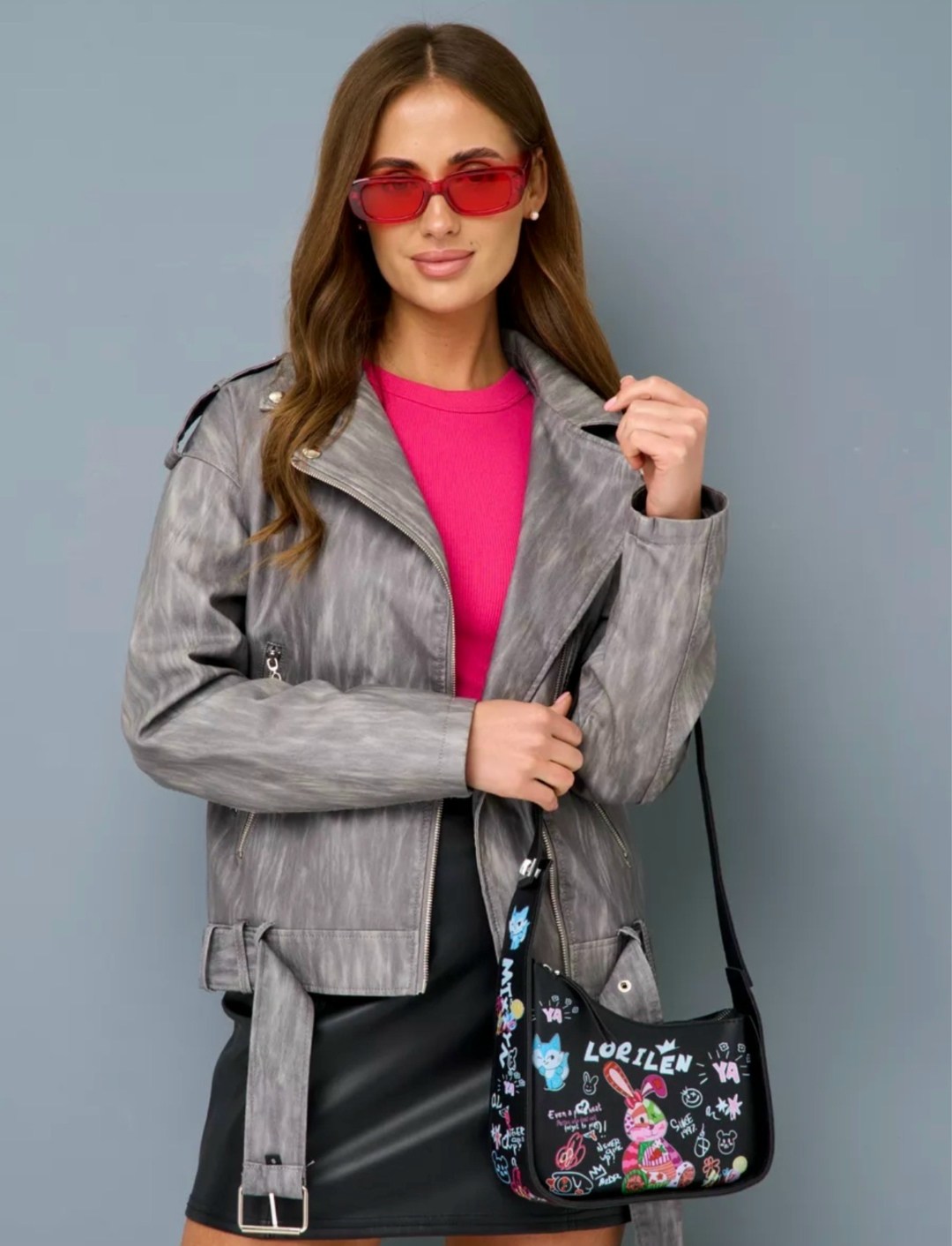 куртка косуха,кожаная куртка,женская серая кожаная оверсайз куртка косуха,куртка косуха женская,косуха женская