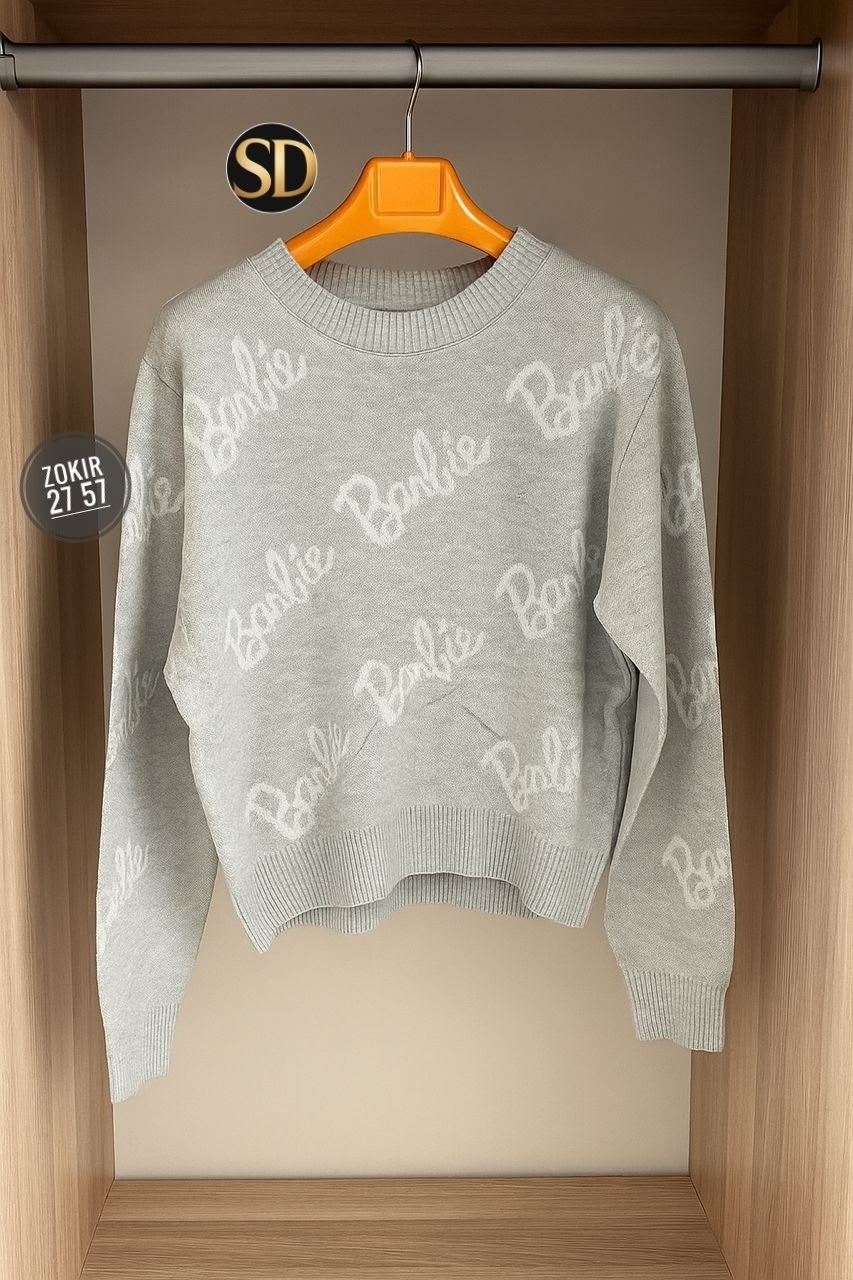 свитер оверсайз вязаный barbie,свитер оверсайз с надписью barbie,свитер женский,свитер,свитер оверсайз барби kasish