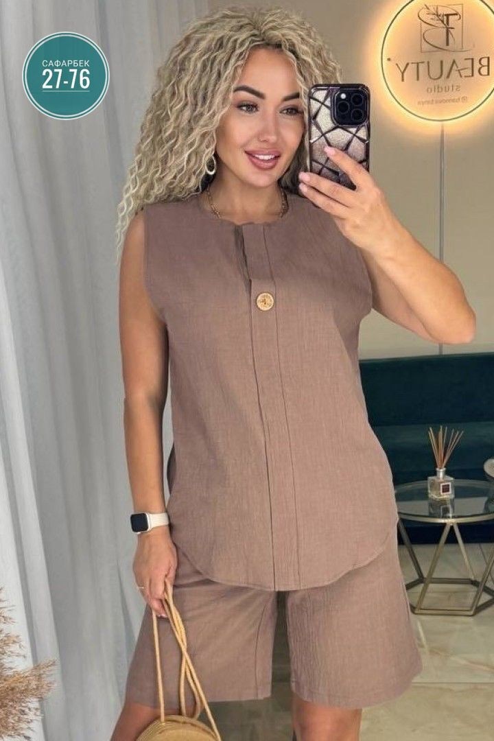 женский костюм с шортами,летние костюмы женские,костюм из льна лайм,костюм с шортам,женские костюмы