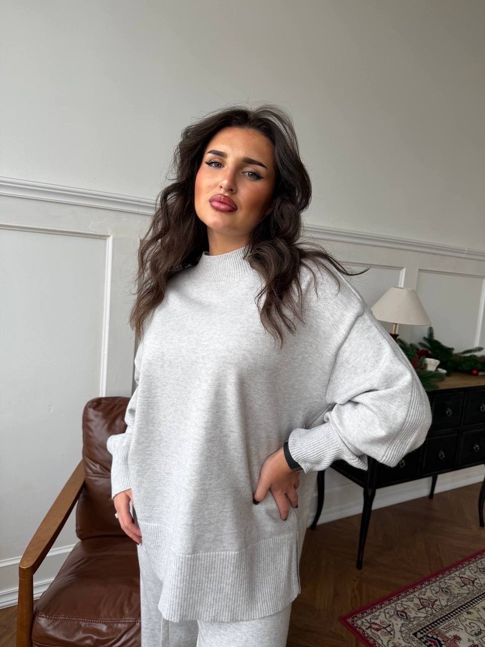 костюм теплый вязаный оверсайз лапша с брюками allamoda,трикотажный костюм,теплый вязаный костюм,костюм трикотаж,костюм кашемир