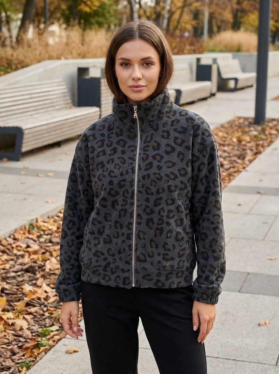 флисовая куртка,флис леопард,куртка с леопардовым принтом,леопардовая куртка,модис леопардовая куртка