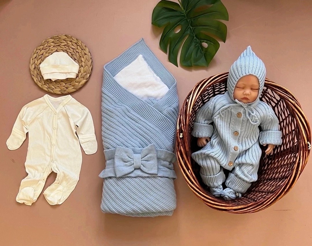 вязаный комплект на выписку,комплект на выписку тося&бося новорожденные,комплект на выписку и прогулки " hugge" 5 предметов цвет: молочный,комплект на выписку для новорожденного,комплект на выписку