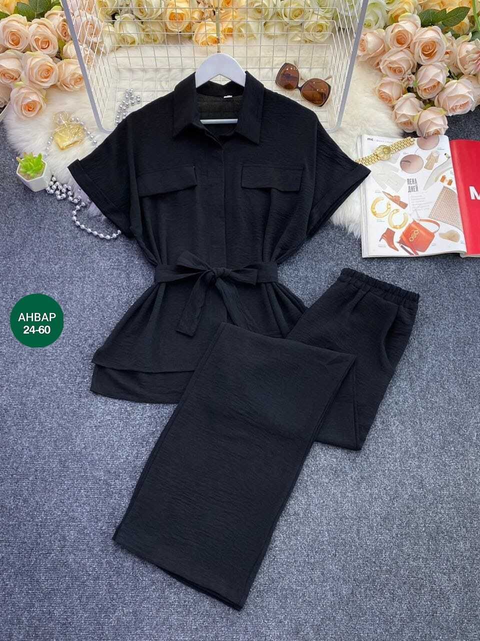 брючный костюм,брючный костюм жатка,женский летний костюм блузка и брюки прямые цвет хаки,костюм женский ткань сингапур,брючный костюм женский