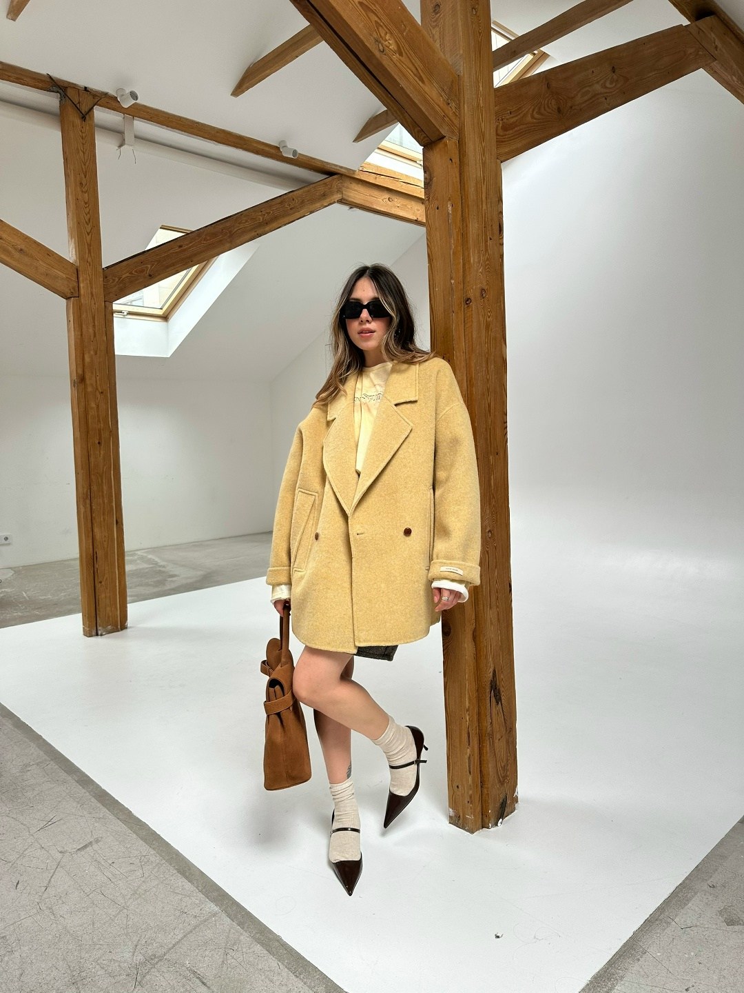 полупальто оверсайз,полупальто,шерстяное пальто,модные образы