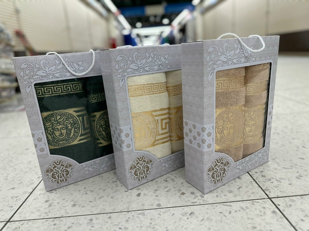 набор полотенец,подарочные наборы полотенец,полотенца лидер набор полотенец версаче 3 шт,набор махровых полотенец,набор полотенец версаче в коробке 2 шт