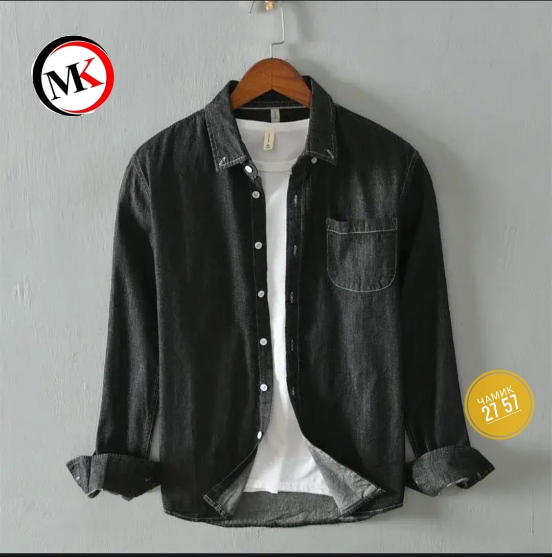 мужская джинсовая рубашка с длинными рукавами,рубашка с длинным рукавом джинсовая,повседневная рубашка,рубашка мужская летняя с длинным рукавом,рубашка мужская льняная