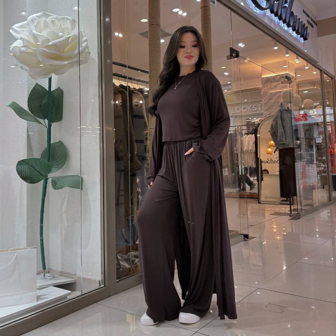 костюм тройка женский,костюм тройка с абая топом и штанами angel mood,трикотажный костюм,костюм с брюками,женский костюм