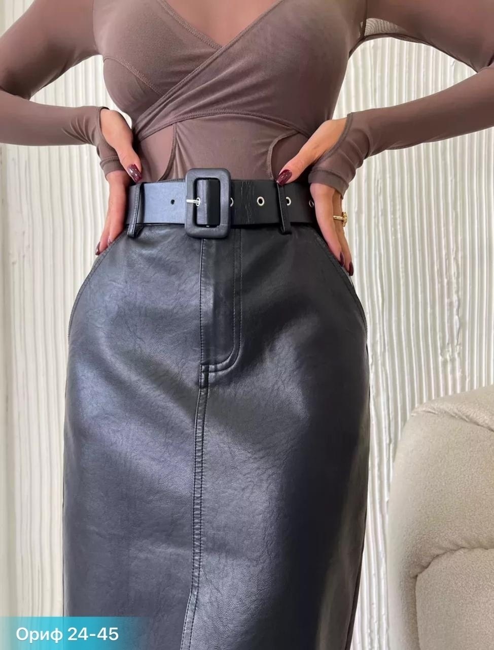 юбка кожаная миди с разрезом,кожаная юбка,юбка кожаная женская,юбка из экокожи,юбка