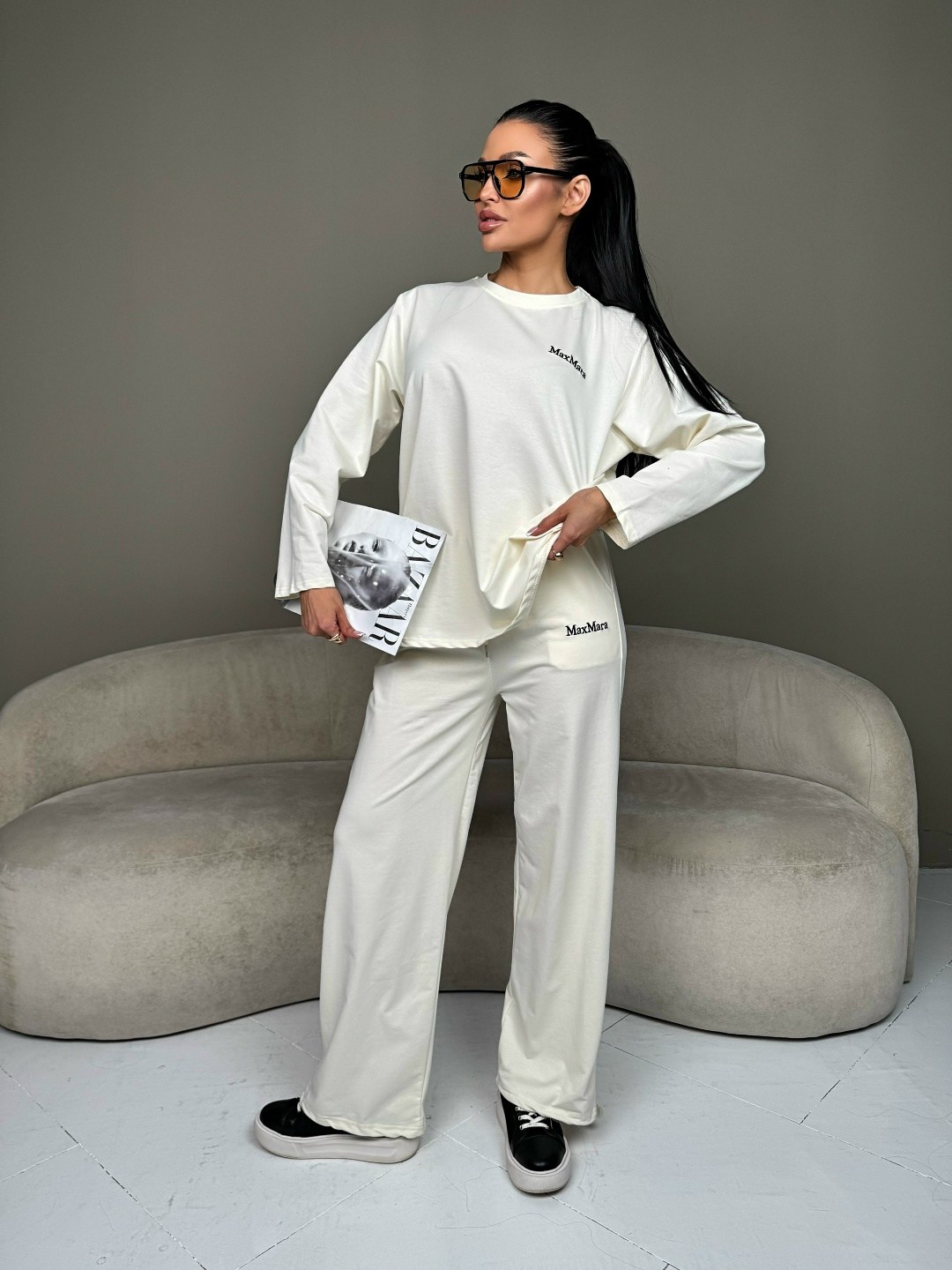 трикотажные костюмы,костюм с брюками,белые костюмы,спортивные костюмы оверсайз,костюм из трикотажа