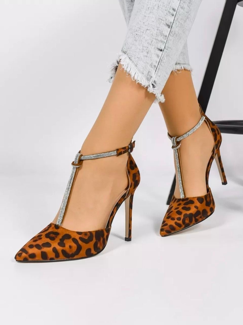туфли на шпильке с леопардовым принтом для женщин,леопардовые туфли,obba леопардовые туфли на шпильке лодочки с острым носом,женские туфли-лодочки на высоком каблуке с леопардовым принтом,женские туфл