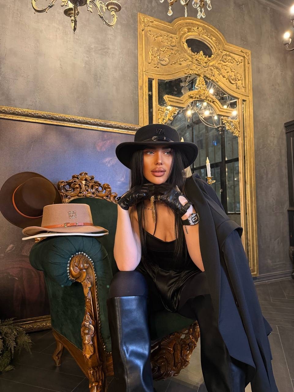 девушка,женщин,актриса,кожаная шляпа,модные снимки