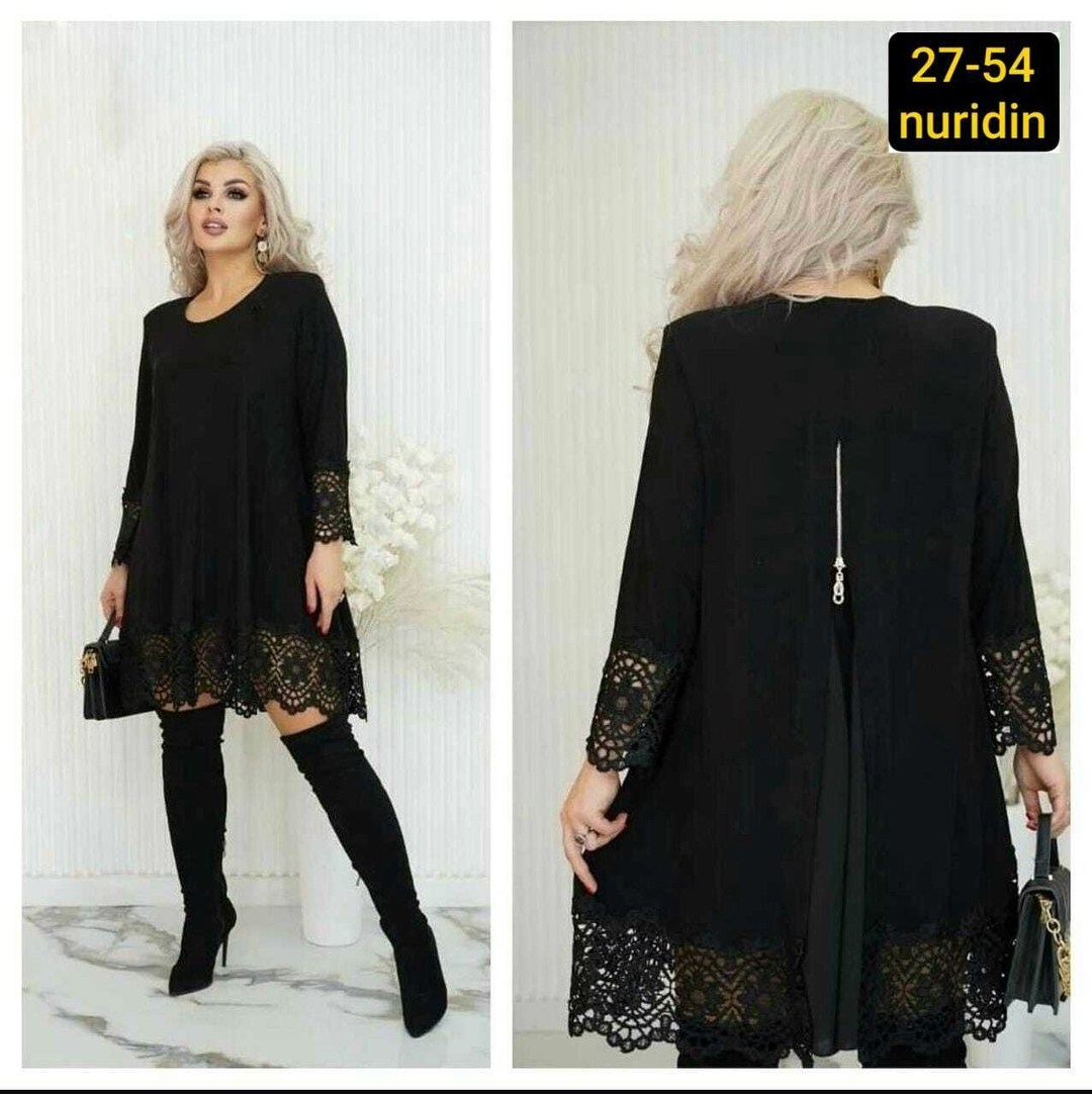 платье туника,платье с кружевом черное charm fashion brand, больших размеров,платье женская,нарядная туника