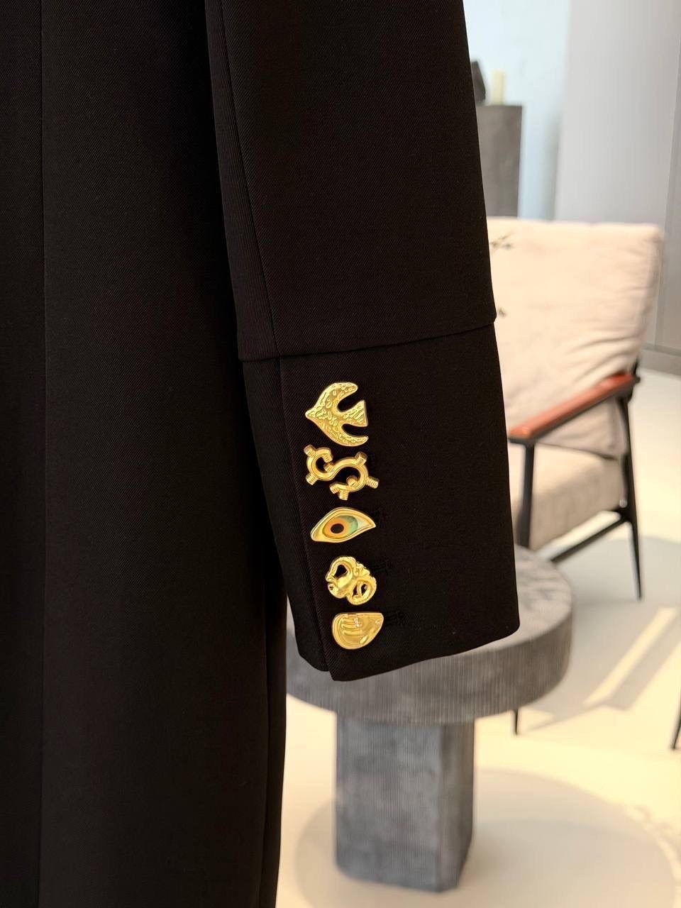 платье пиджак удлиненное,платье пиджак длинное черное,женское платье-пиджак balmain чёрного цвета,платье-пиджак,платье пиджак макси