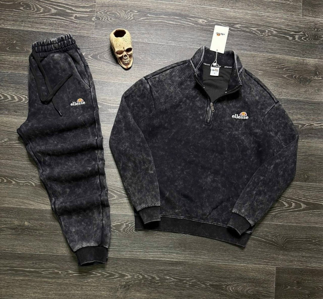 мужские спортивные костюмы,мужской спортивный костюм ellesse,костюм ellesse,мужской спортивный костюм ellesse флис,спортивный костюм полузамок ellesse black на флисе