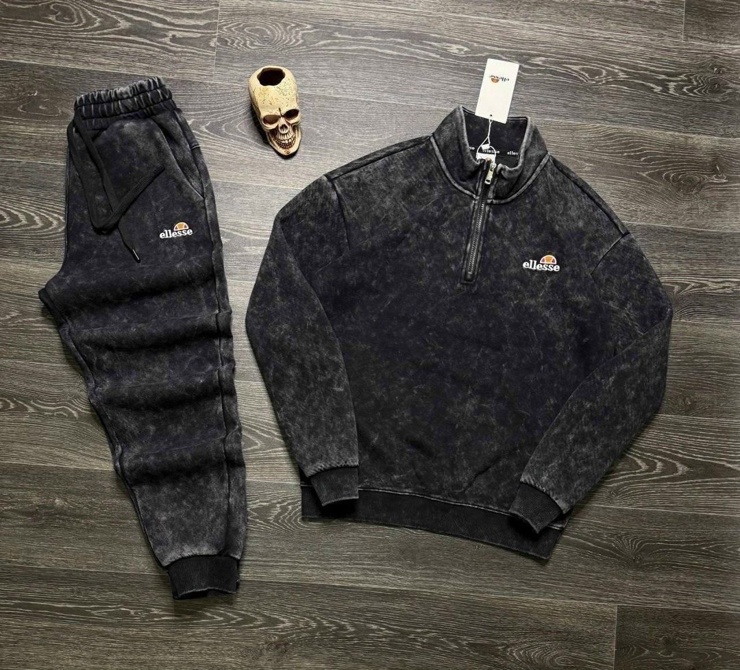 мужские спортивные костюмы,мужской спортивный костюм ellesse,костюм ellesse,мужской спортивный костюм ellesse флис,спортивный костюм полузамок ellesse black на флисе