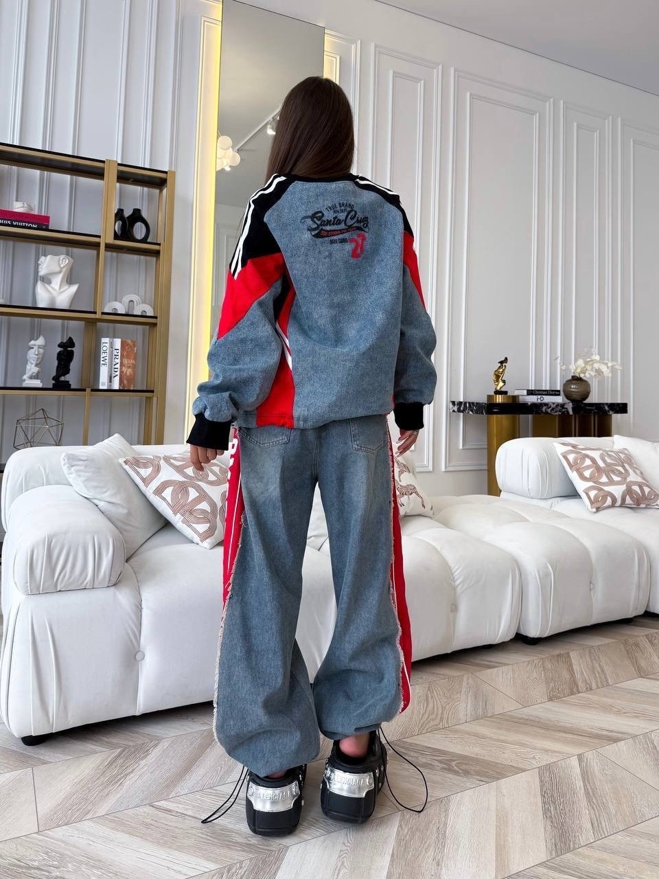 женский костюм,джинсы с лампасами,джинсы комбинированные,джинсы стильные,джинсовые костюмы женские