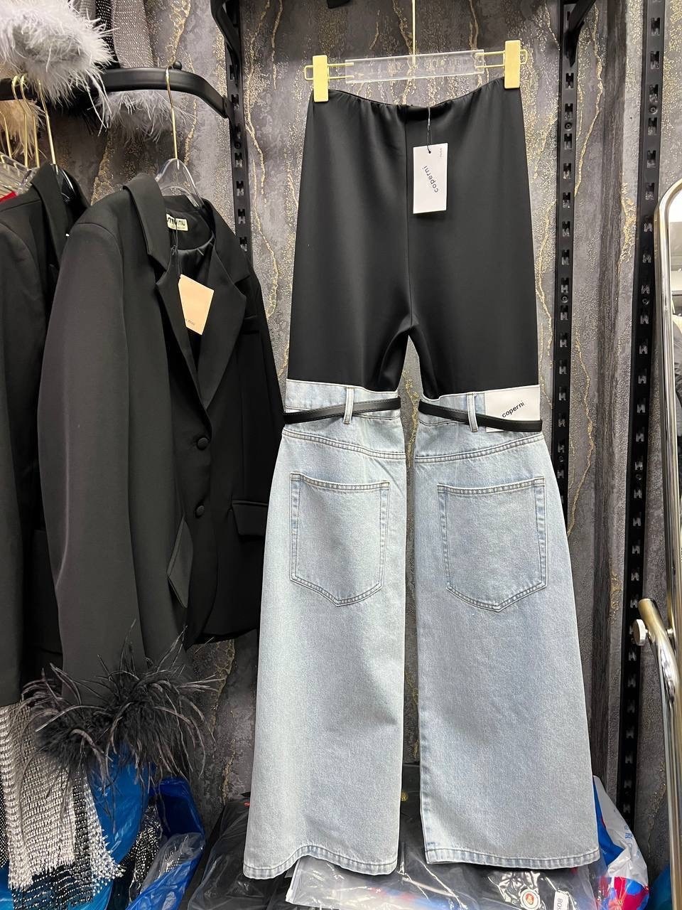 женские джинсы с широкими штанинами,стильные джинсы,модные джинсы,xiwen-сращивание джинсов для женщин с высокой талией прямые широкие шикарные брюки,джинсы женские