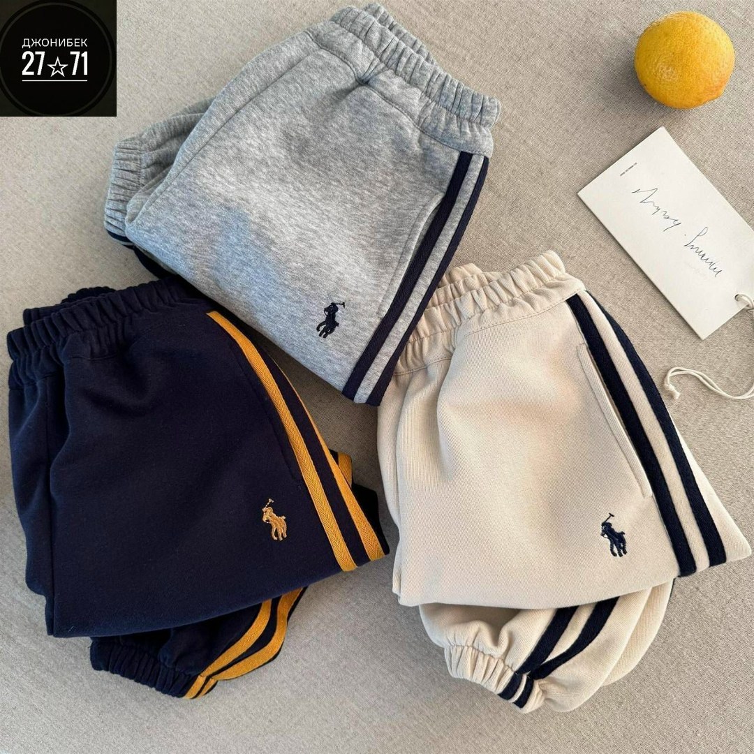 костюм на флисе,спортивный костюм,комплект одежды девочки, мальчики polo ralph lauren спортивный брючный молочный,костюм флисовый детский,костюм спортивный детский