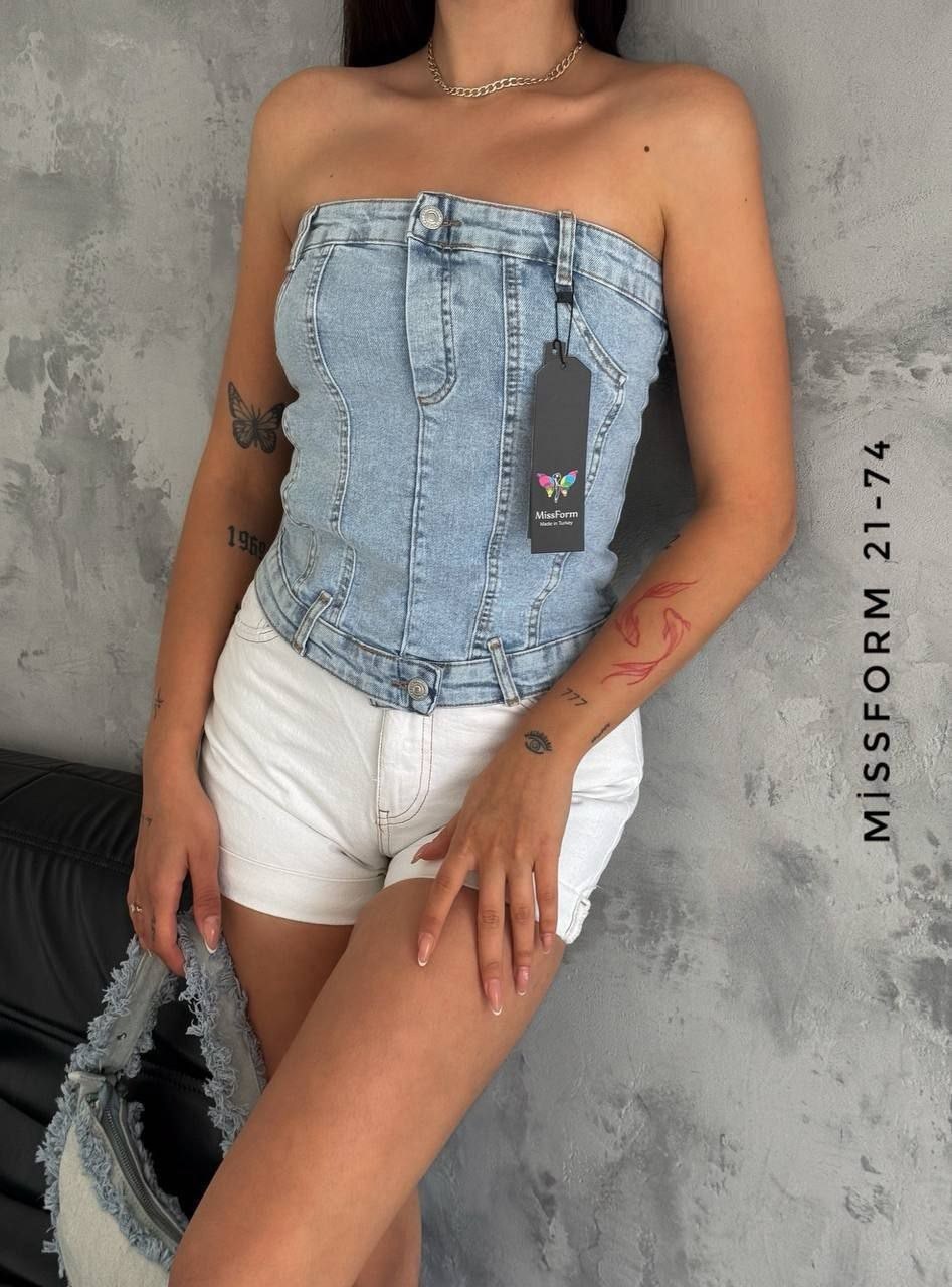 джинсовый топ,топ корсет джинсовый,джинсовый корсет,топ корсет джинсовый adele & gio,женский джинсовый топ