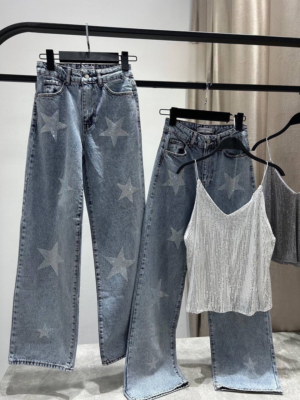 джинсы женские,джинсы женские с высокой посадкой,джинсы брюки,джинсы со звездами,широкие джинсы