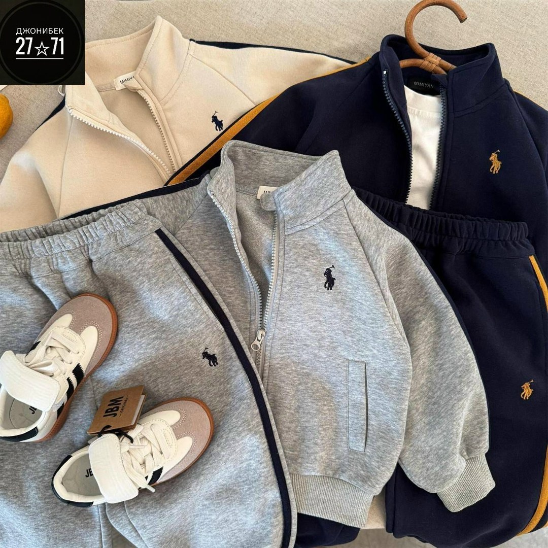 костюм на флисе,спортивный костюм,комплект одежды девочки, мальчики polo ralph lauren спортивный брючный молочный,костюм флисовый детский,костюм спортивный детский