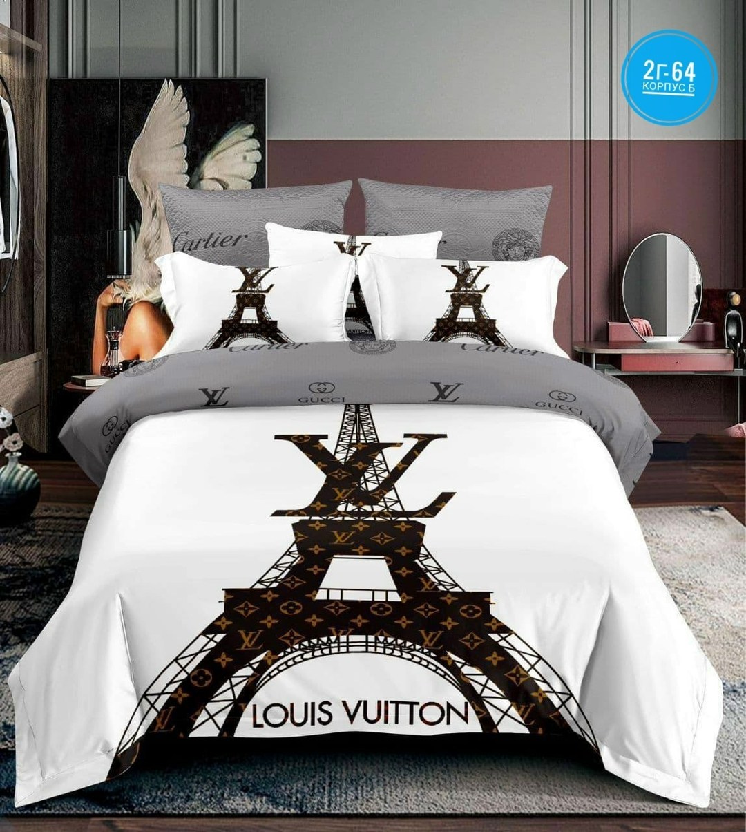 постельное белье луи виттон евро арт. 11148048,постельное белье луи виттон евро,комплект постельного белье евро,комплект постельного белья из серии брендовых производителей ткань; сатин,постельное бел