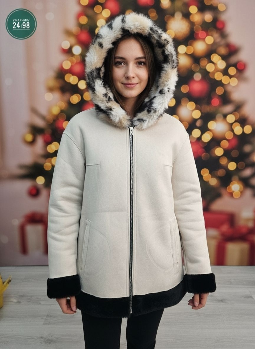 дубленка авиатор снежная королева,женская дубленка,дубленка зимняя,куртка дубленка,дублёнка зимняя с капюшоном короткая dea bella