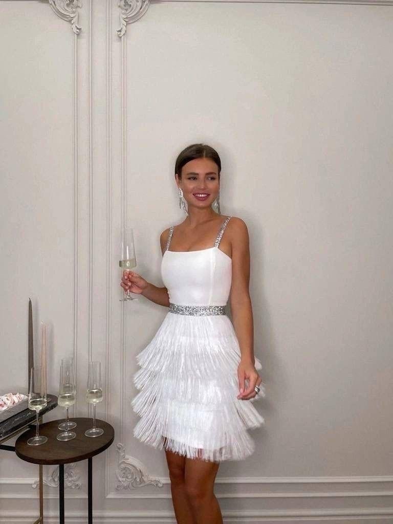 платье с бахромой,платье нарядное,платье на выпускной,белое вечернее платье,свадебное вечернее платье