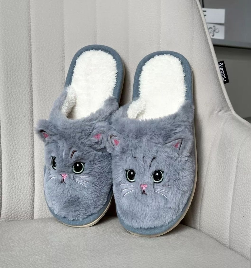 женские домашние тапочки,h&v мягкие тапочки домашние милые плюшевые теплые кошки,тапочки домашние,домашние пушистые тапочки,тапочки женские