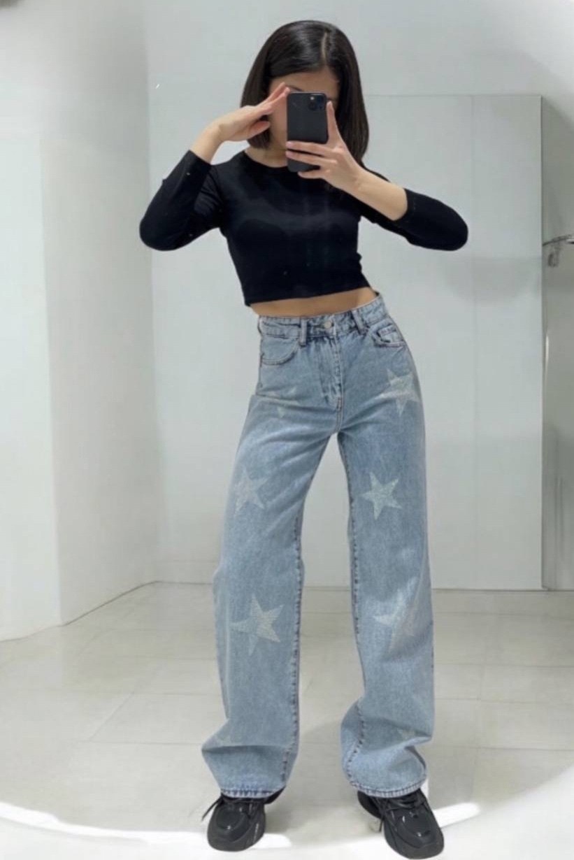 джинсы женские,джинсы женские с высокой посадкой,джинсы брюки,джинсы со звездами,широкие джинсы