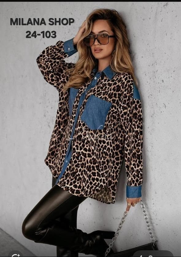 женская джинсовая рубашка,джинсовая рубашка,блузка джинсовая,рубашка модная,леопардовая рубашка
