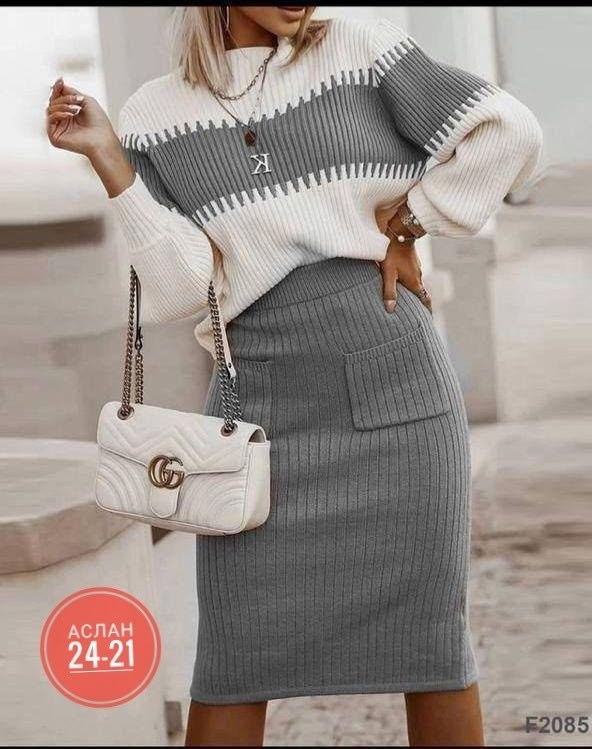 костюм женский юбка и джемпер ladyviki_shik,стильный вязаный комплект с юбкой-свитером,костюм женский,женский трикотажный комплект из свитера и юбки,вязаный костюм с юбкой