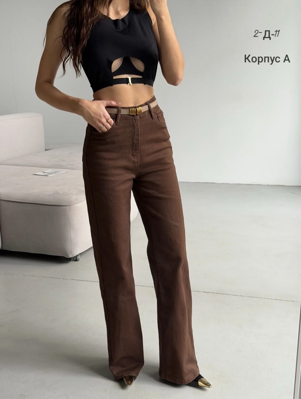 джинсы женский look of young коричневый палаццо,женские коричневые джинсы,коричневые джинсы,коричневые широкие джинсы,джинсы женский